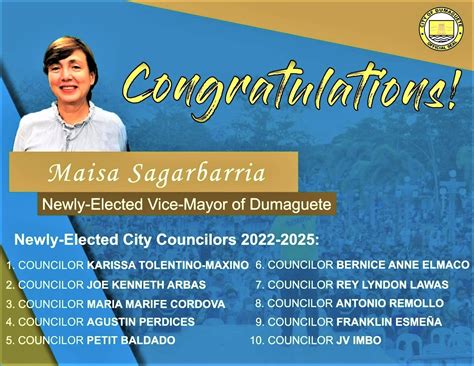 vice mayor of dumaguete city|CONGRATULATIONS to: Our newly.